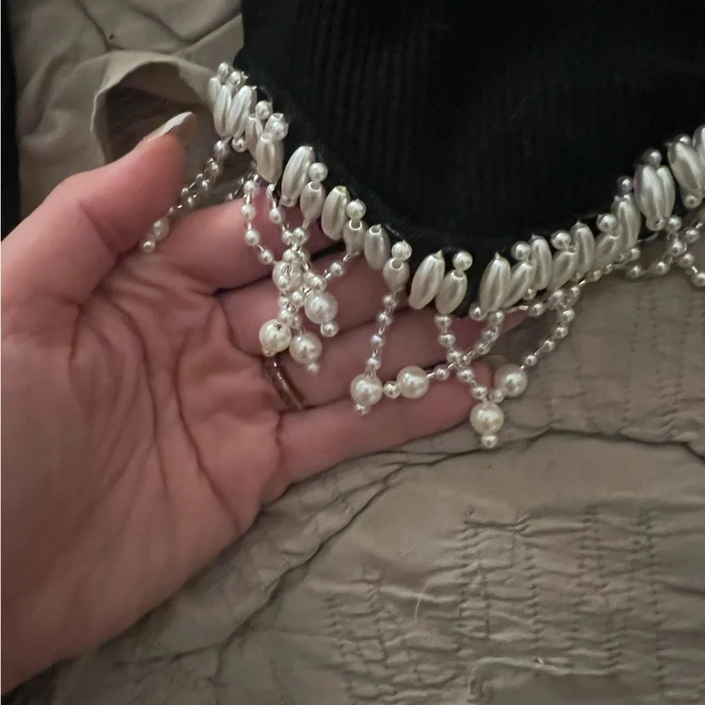 Zara Beaded Crop Long-Sleeve